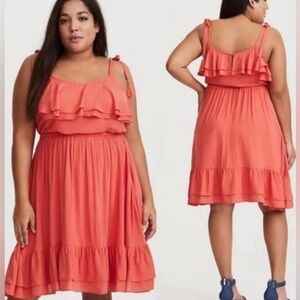 Torrid Coral Ruffle Dress